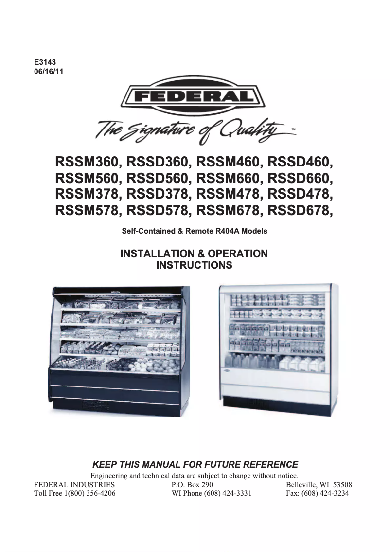 First page image of the manual for RSSM360SC