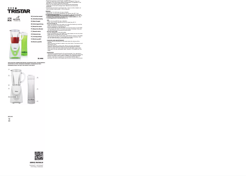 Page 1 of the manual User Manual TriStar BL-4446