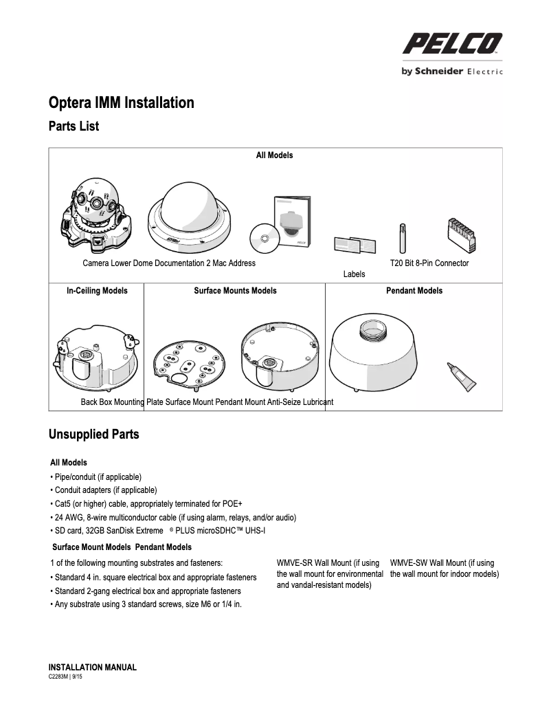 Page 1 of the manual User Manual Pelco Optera IMM12018-1P