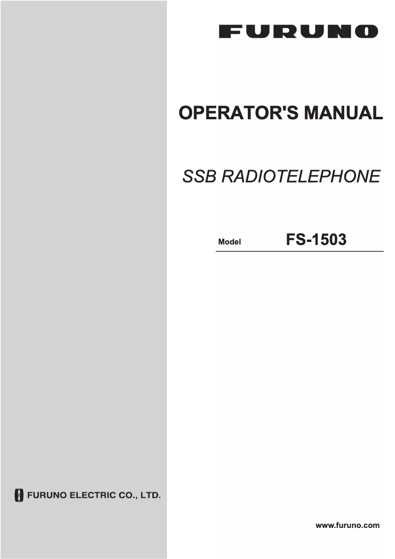 Page 1 of the manual User Manual Furuno FS-1503
