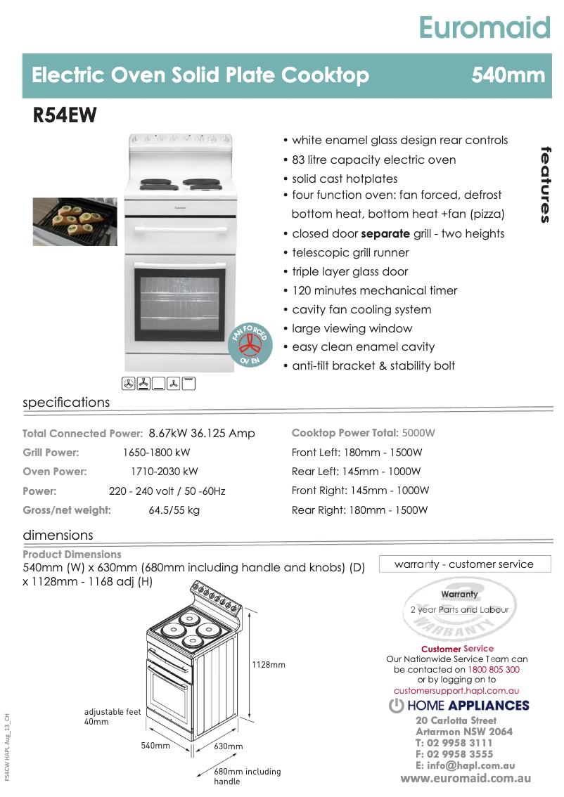 First page image of the manual for R54EW