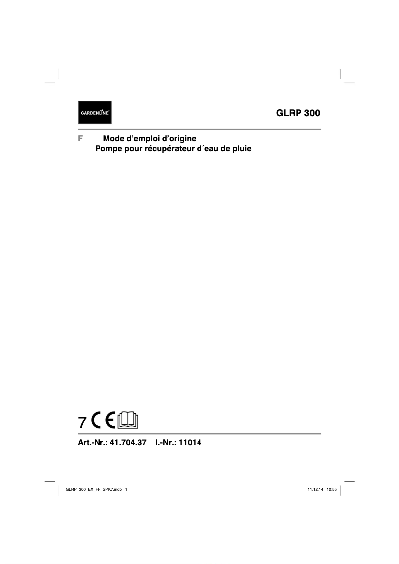 First page image of the manual for GLRP 300