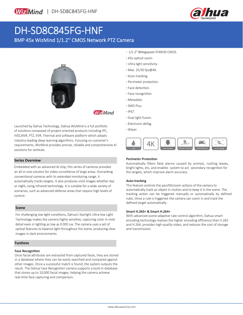 Page 1 of the manual Technical Sheet Dahua Technology SD8C845FG-HNF