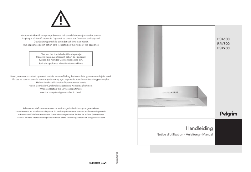 Page 1 of the manual User Manual Pelgrim BSK700RVS