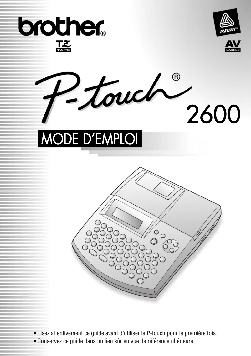 First page image of the manual for P-touch PT-2600