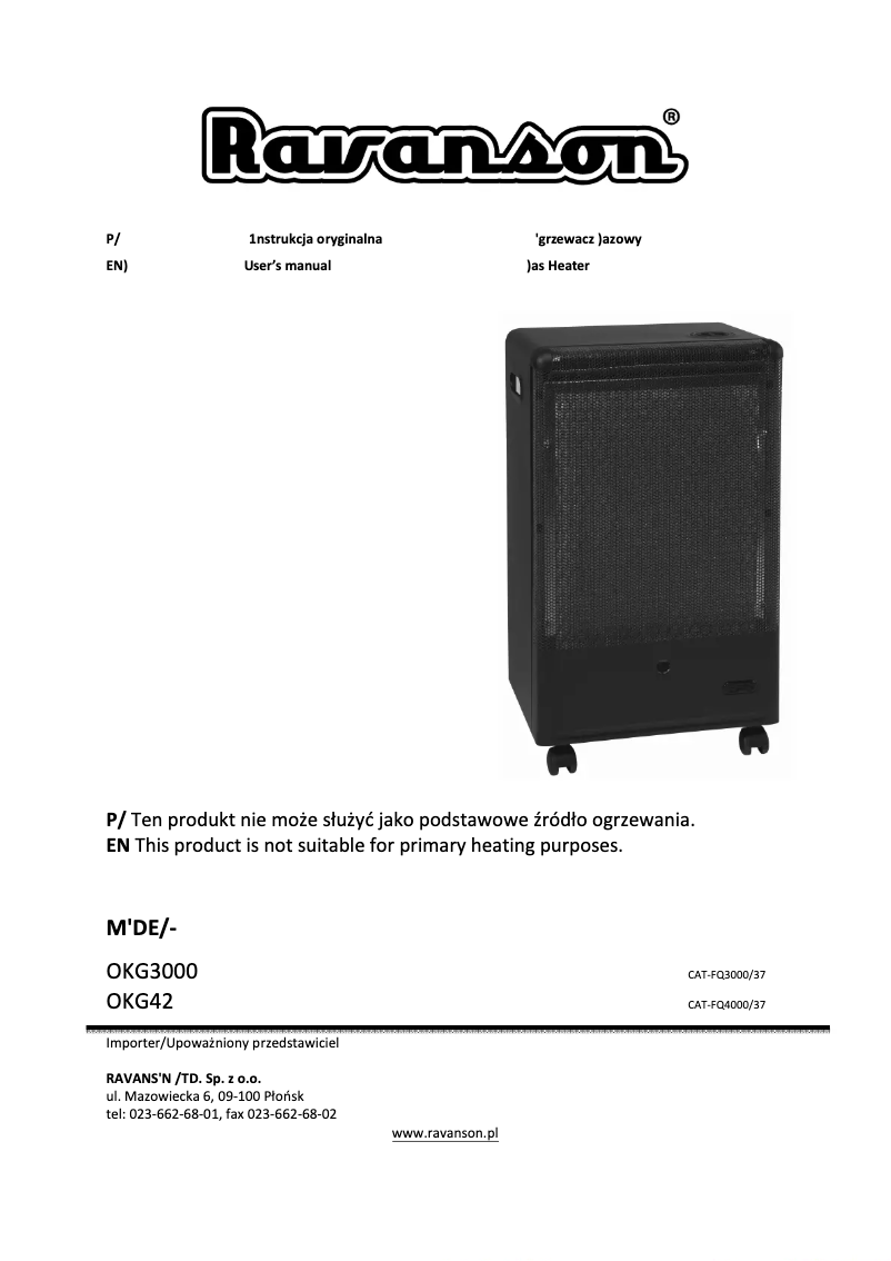 First page image of the manual for OKG3000