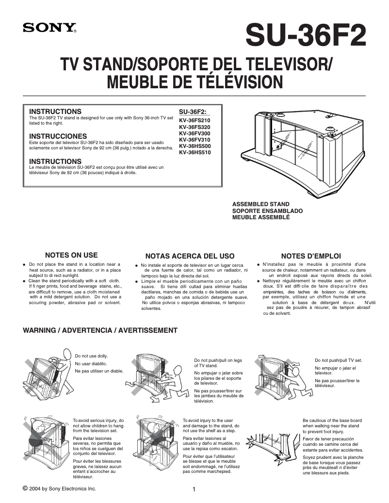 First page image of the manual for KV-36HS510