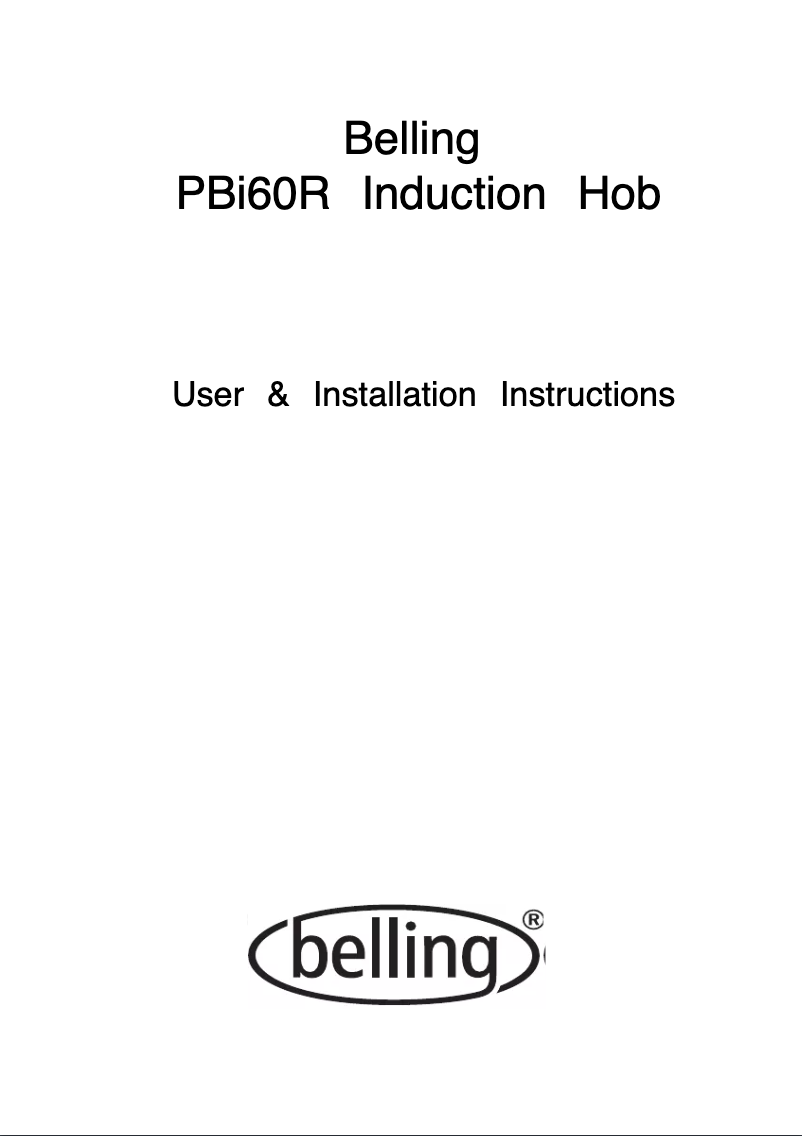 Page 1 of the manual User Manual Belling IH60RXL