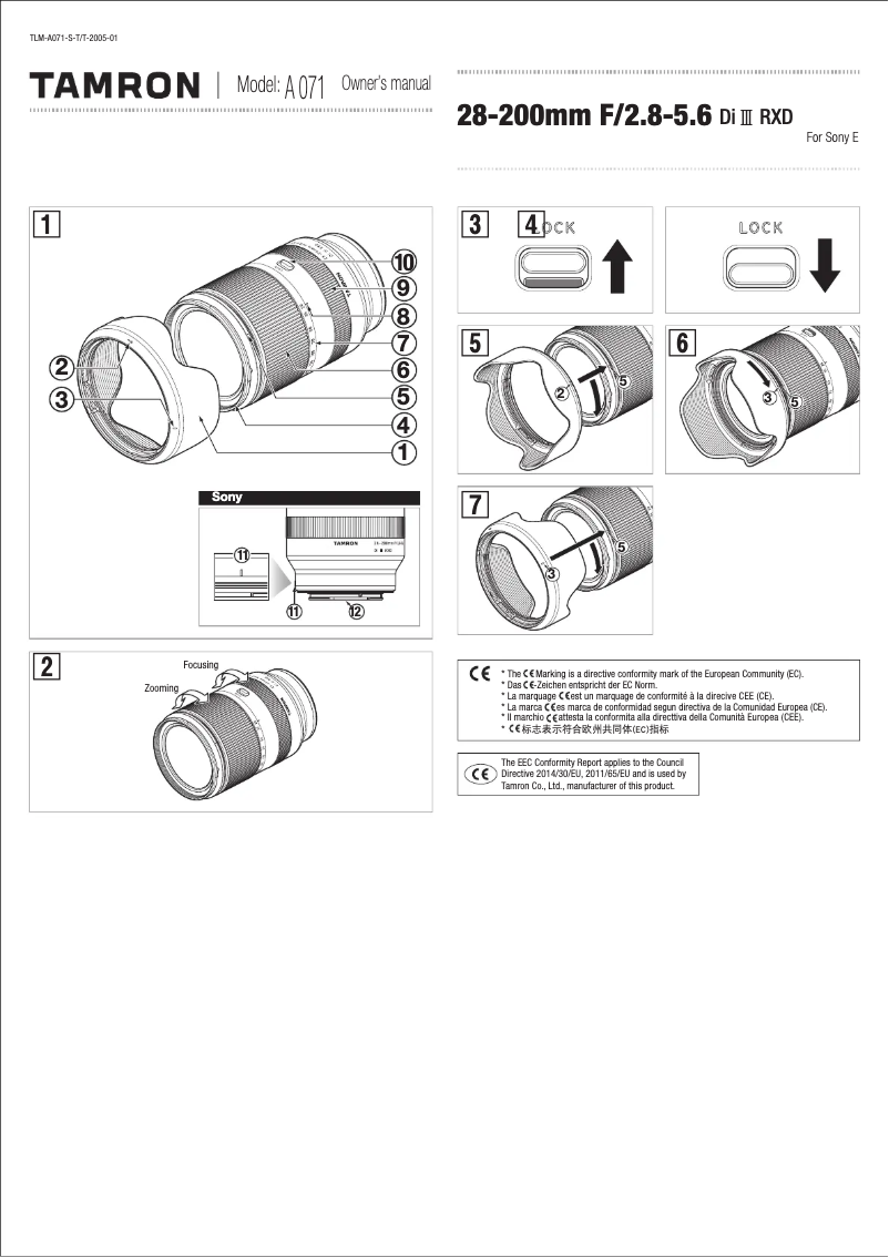 First page image of the manual for 28-200mm f/2.8-5.6 Di III RXD
