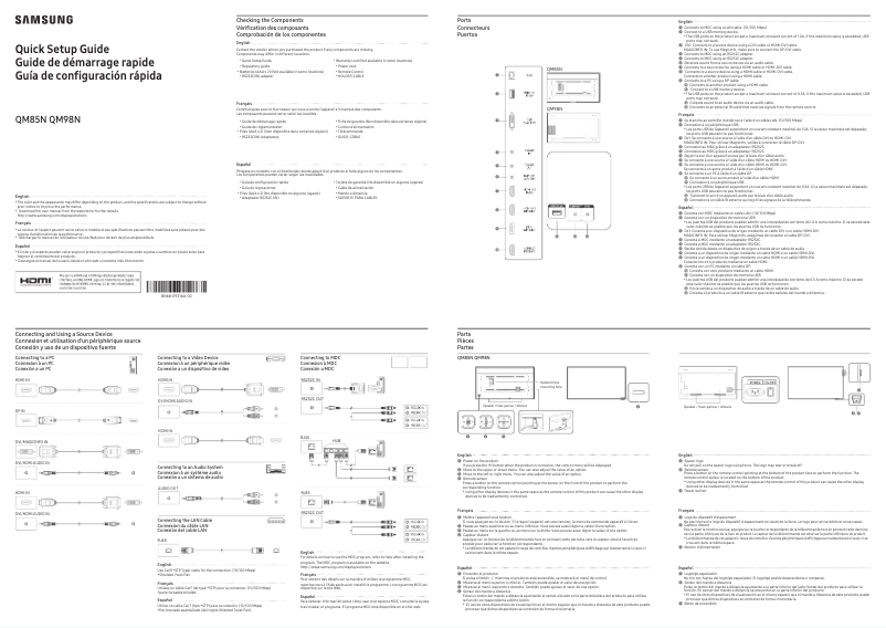 Page 1 of the manual Installation Guide Samsung QM85N