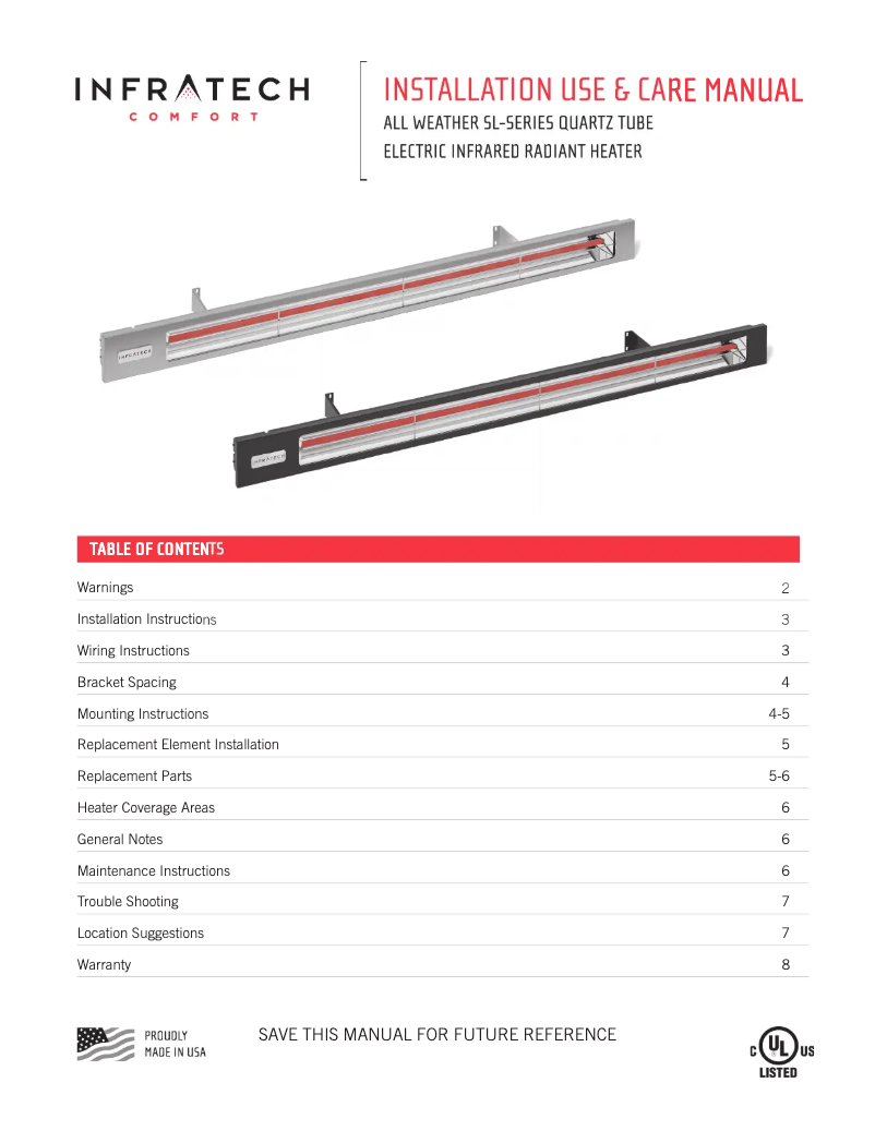 Page 1 of the manual User Manual Infratech 21-5080