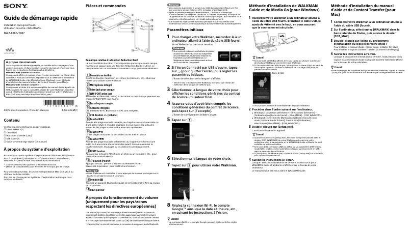 Page 1 of the manual User Manual Sony NWZ-F886