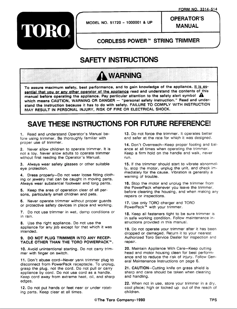 First page image of the manual for 51770