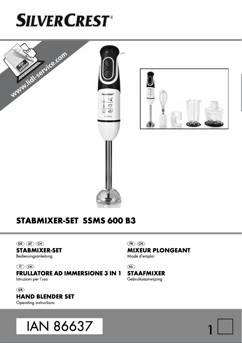 First page image of the manual for SSMS 600 B3
