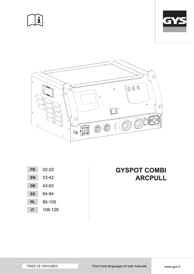 First page image of the manual for Gyspot Combi Arcpull