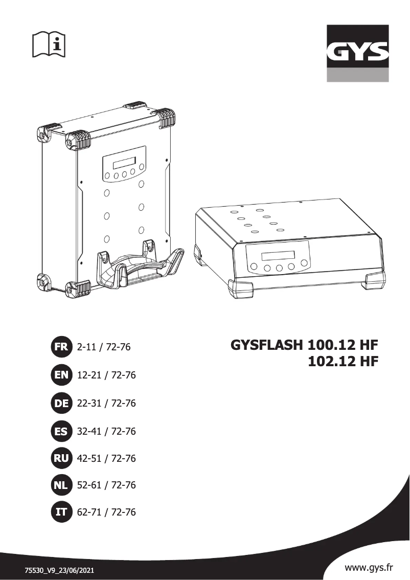 Image de la première page du manuel de l'appareil Gysflash 100.12 HF