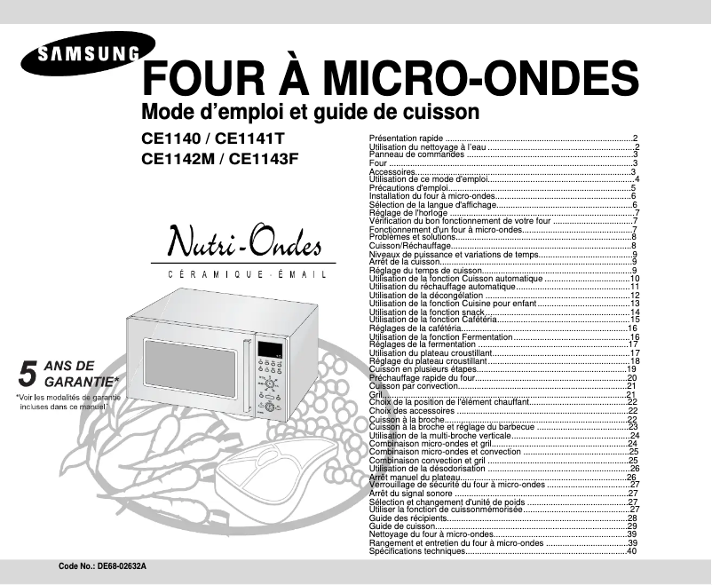 First page image of the manual for CE1141T