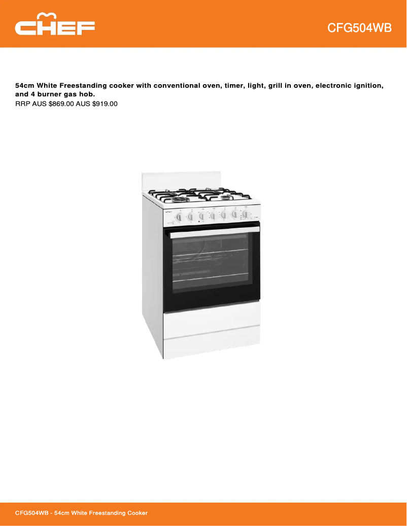 First page image of the manual for CFG504WBNG