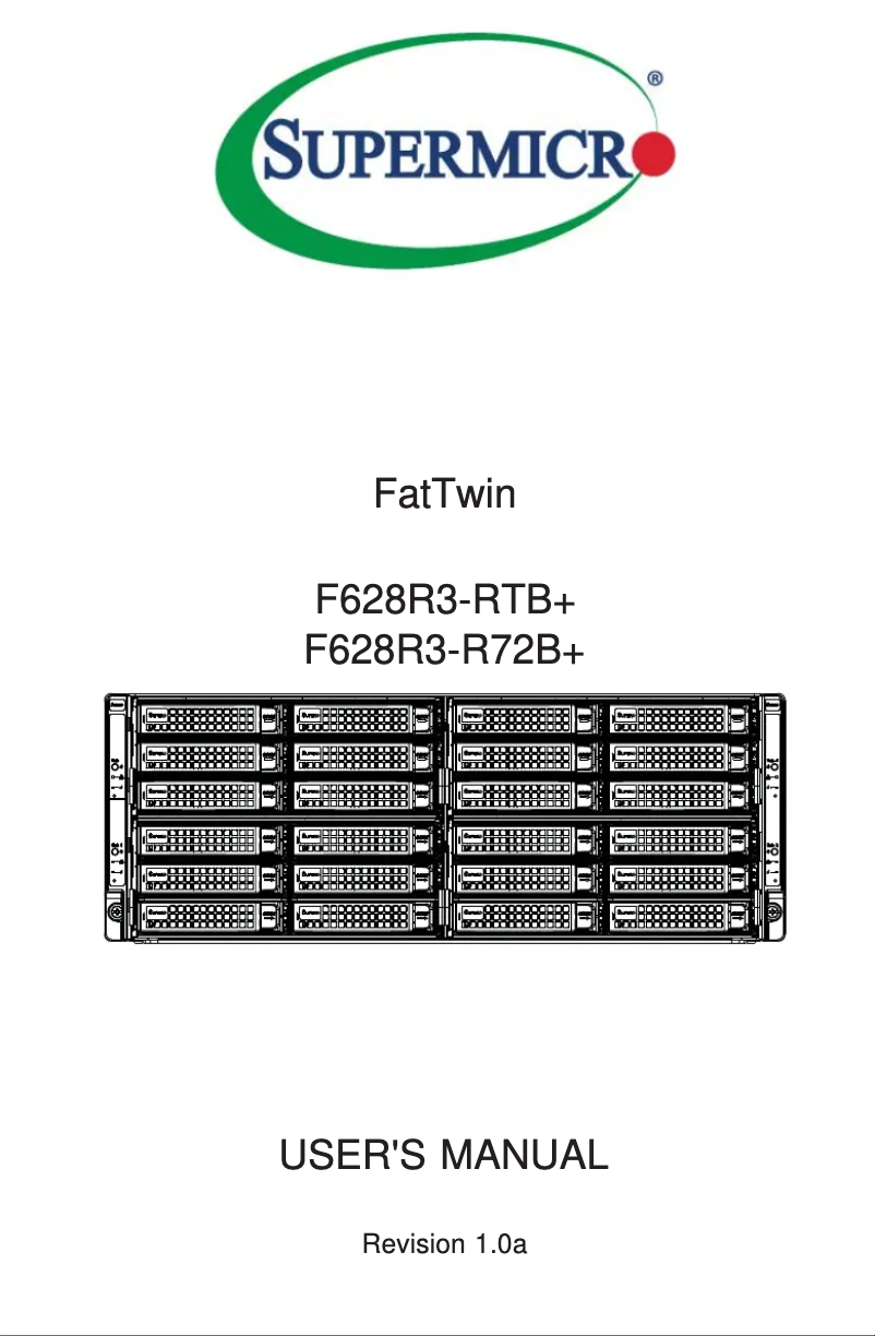 First page image of the manual for SuperServer F628R3-R72B+