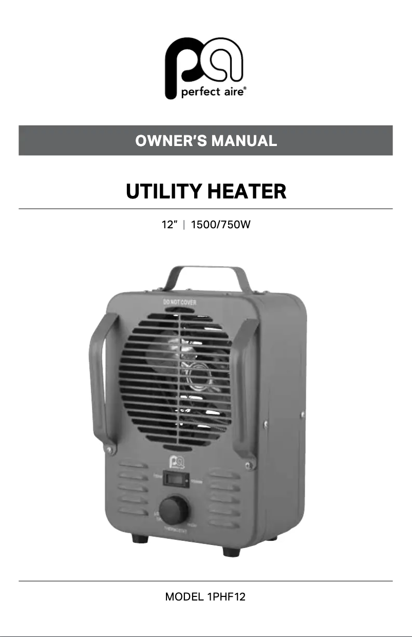 Page 1 of the manual User Manual Perfect Aire 1PHF12
