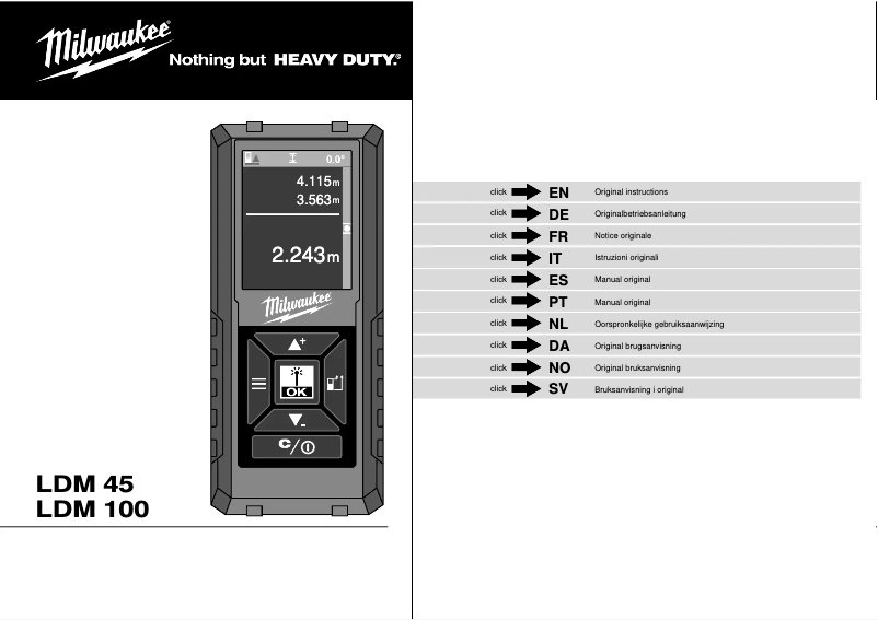 Page 1 of the manual User Manual Milwaukee LDM 100