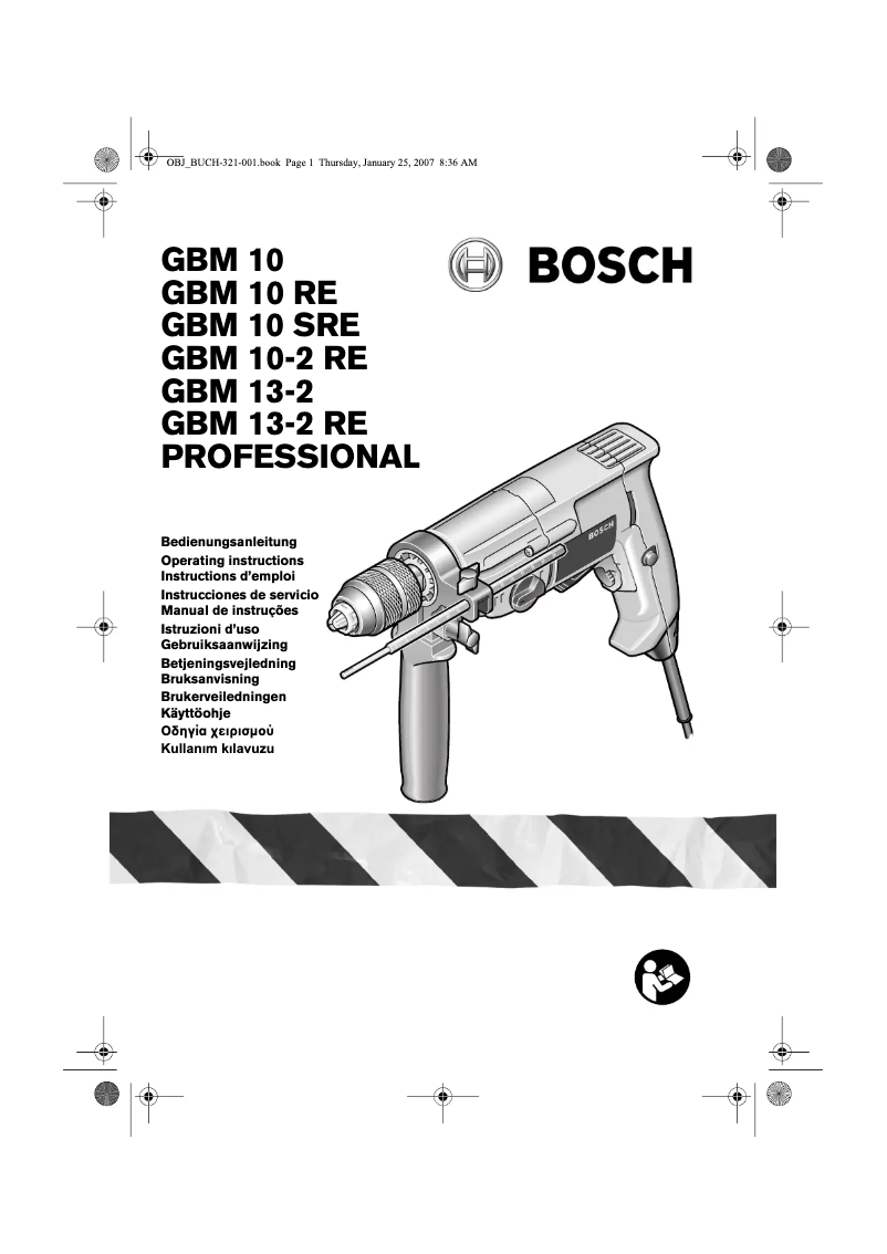 First page image of the manual for GBM 10-2 RE