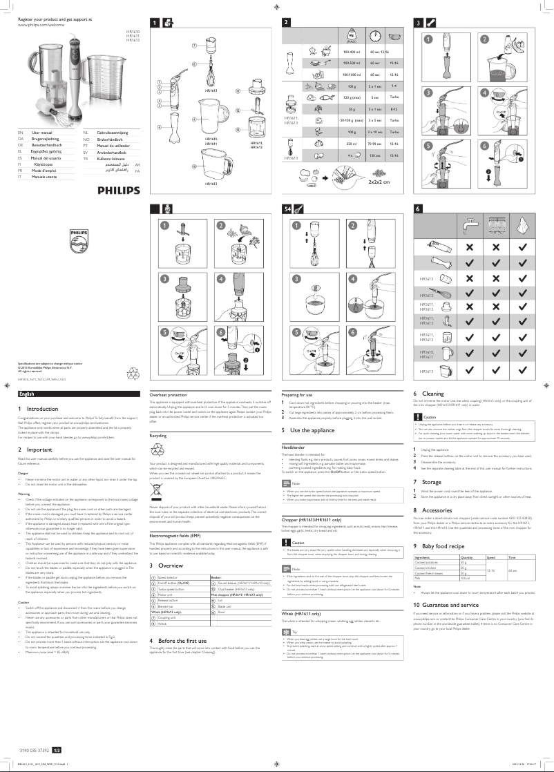 First page image of the manual for Viva Collection HR1613