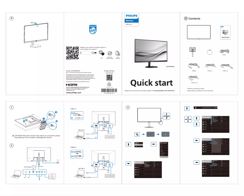 Page 1 of the manual Quick Start Guide Philips 27E1N3300A