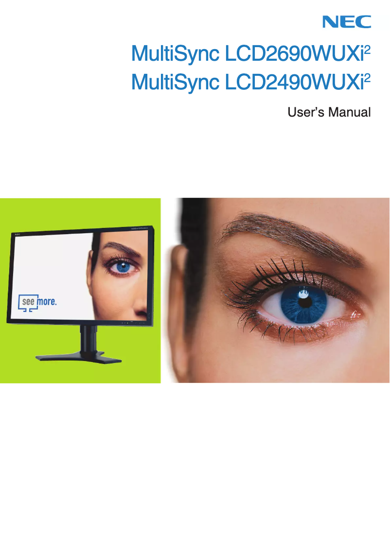 First page image of the manual for MultiSync LCD2490WUXi2