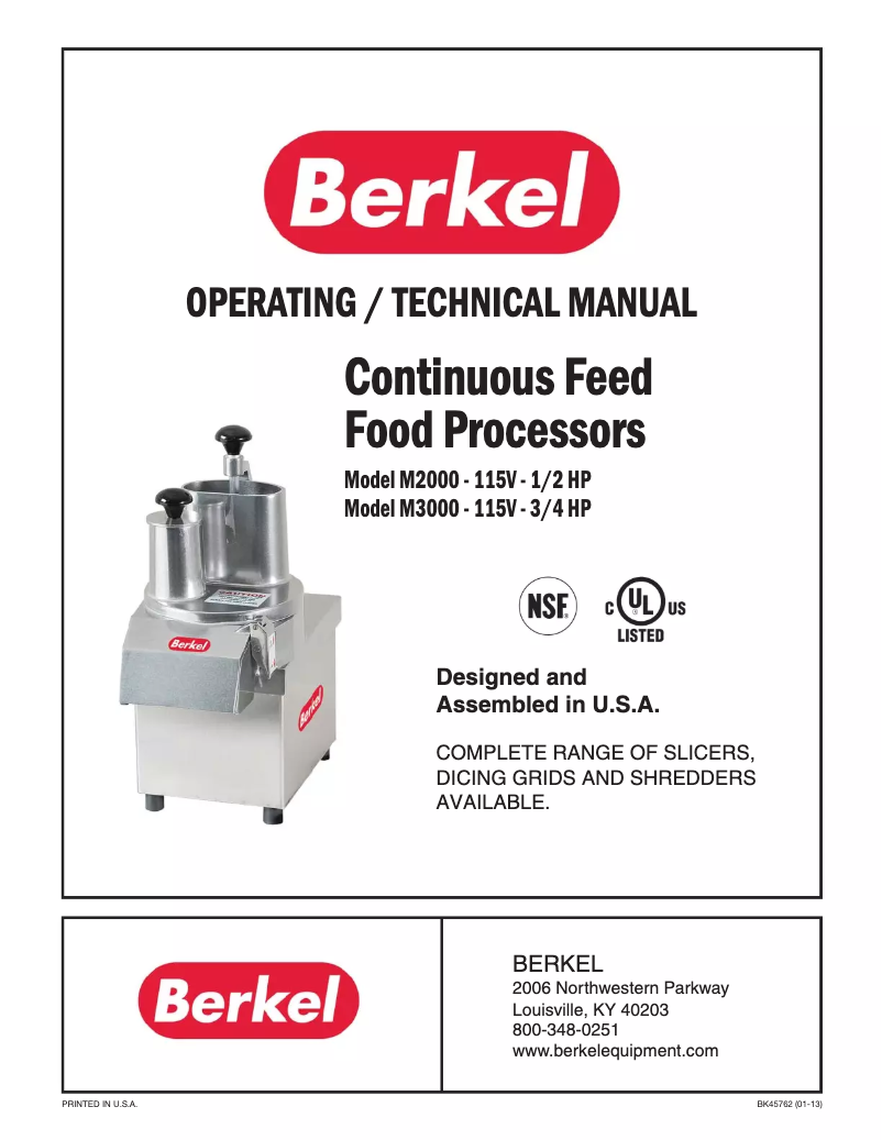 Page 1 of the manual User Manual Berkel M3000