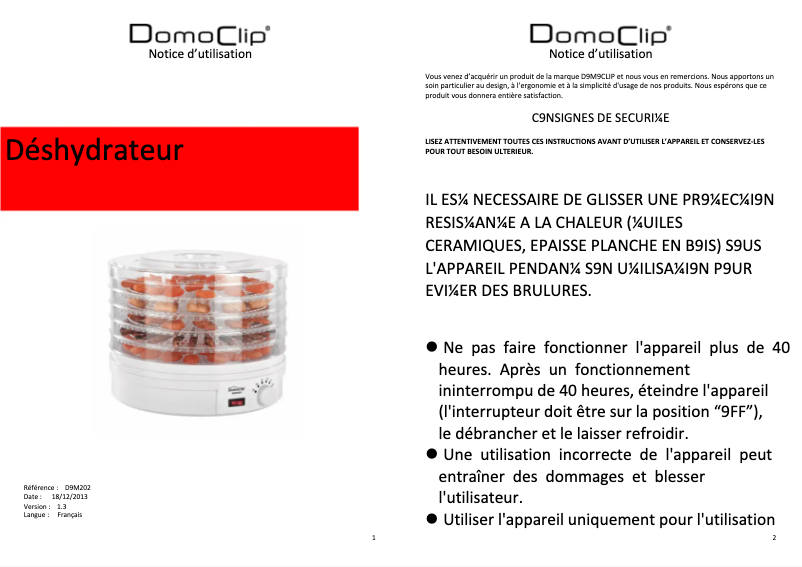 First page image of the manual for DOM202