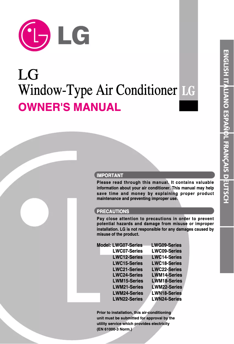 First page image of the manual for LWC1264ACG