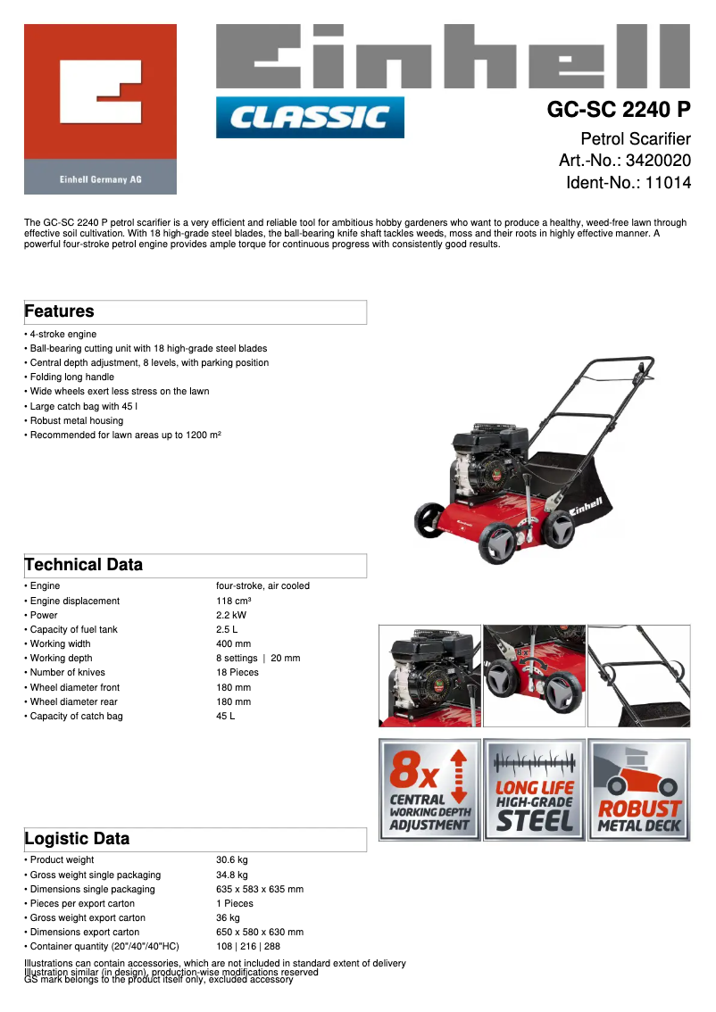 First page image of the manual for GC-SC 2240 P