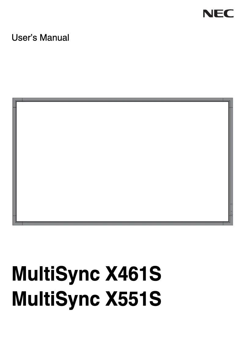 Page 1 of the manual User Manual NEC MultiSync X461S-AVT