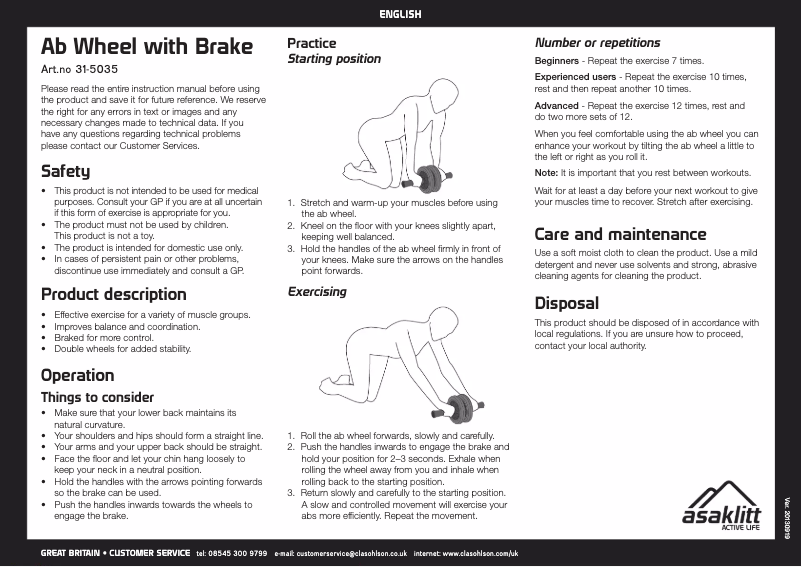 Page 1 de la notice Manuel utilisateur Asaklitt 31-5035