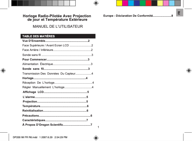 Page 1 of the manual User Manual Oregon Scientific DP200
