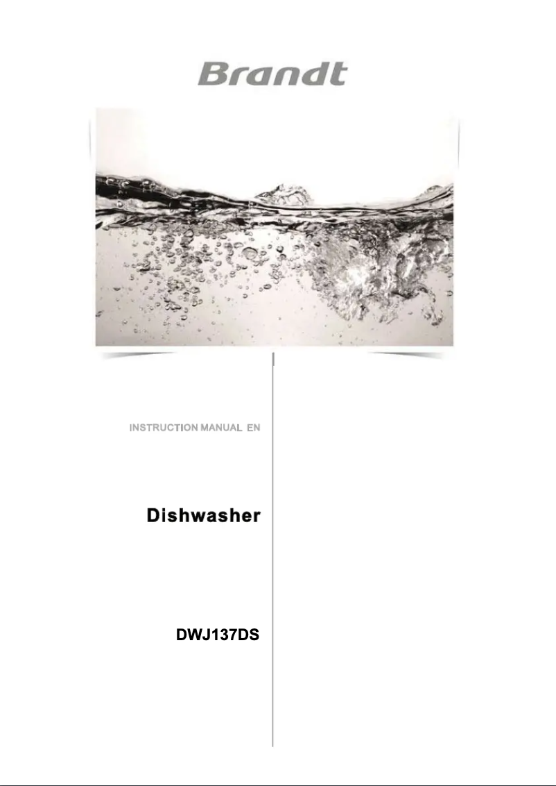 First page image of the manual for DWJ137DS