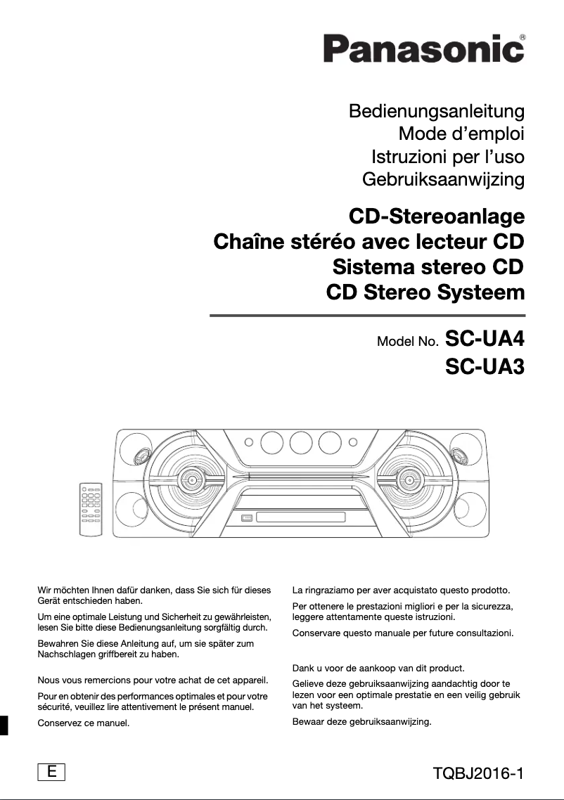 Page 1 of the manual User Manual Panasonic SC-UA4E