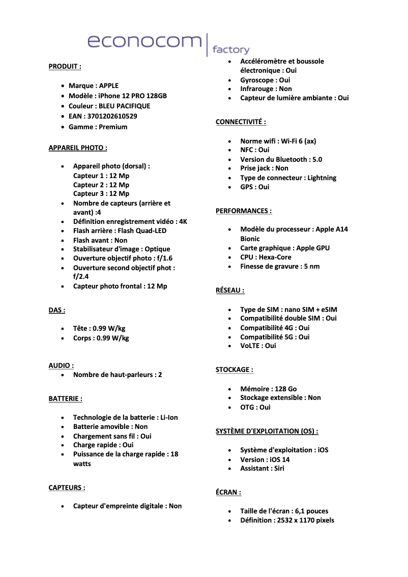 Page 1 of the manual User Manual Apple iPhone 12 Pro