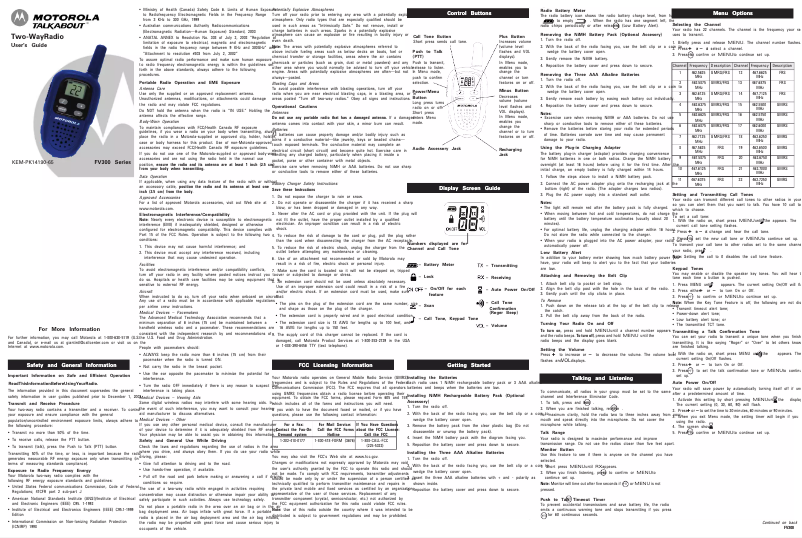Page 1 of the manual User Manual Motorola Talkabout FV300