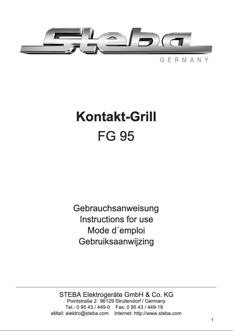 First page image of the manual for FG 95