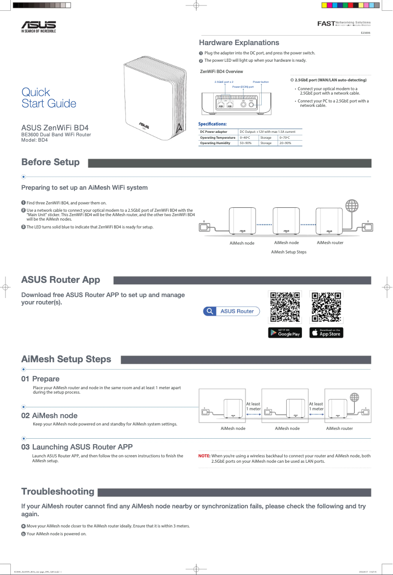 Page 1 of the manual Quick Start Guide Asus ZenWiFi BD4