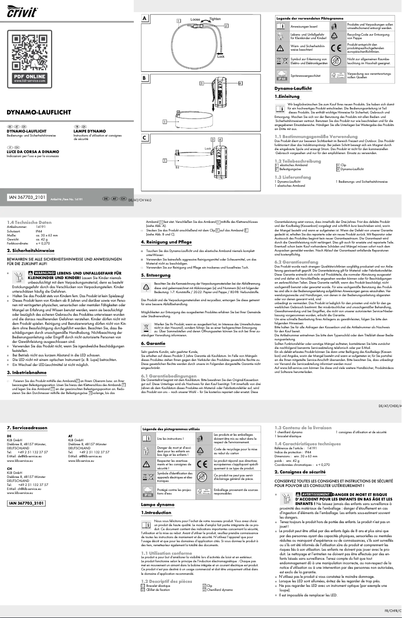 First page image of the manual for IAN 367703