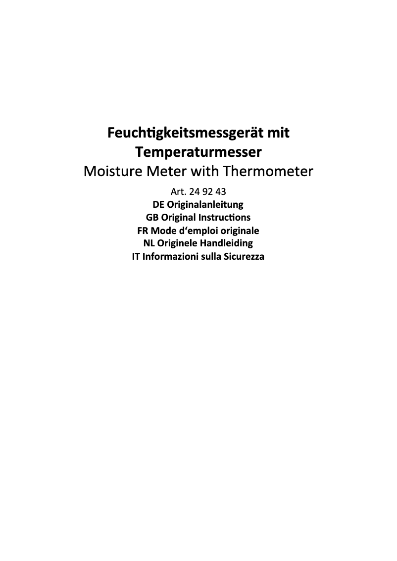 Page 1 of the manual User Manual Wetekom 249243