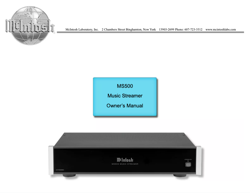 First page image of the manual for MS500