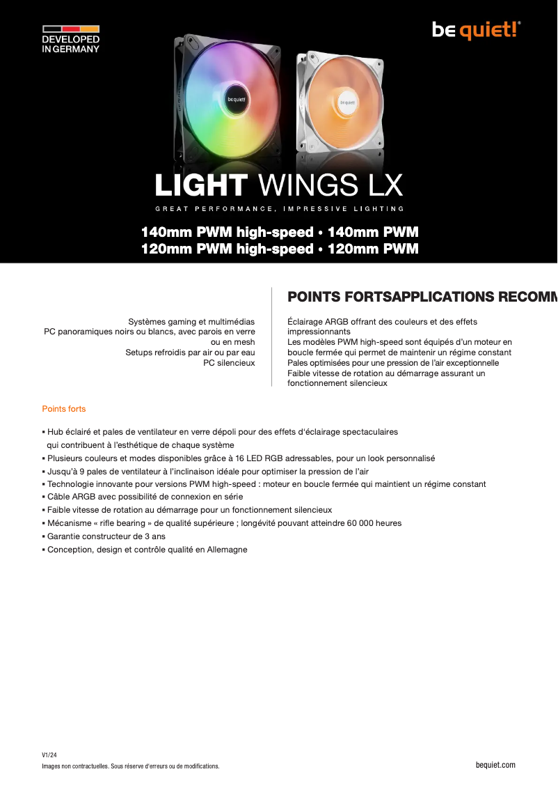 First page image of the manual for Light Wings LX