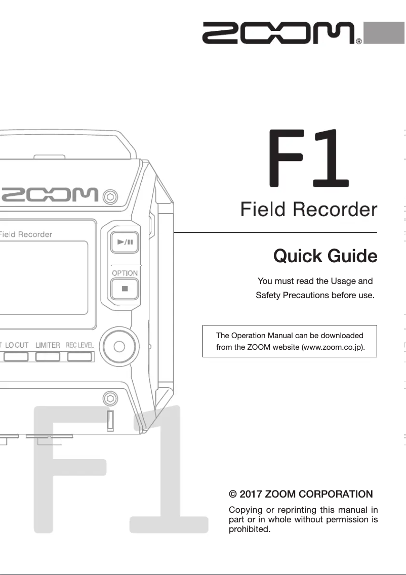 First page image of the manual for F1