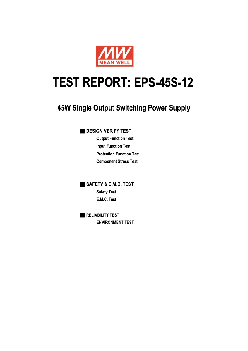 Page 1 of the manual Technical Sheet Mean Well EPS-45S-12