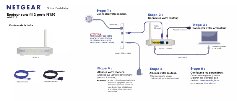 Page 1 of the manual Installation Guide Netgear WNR612