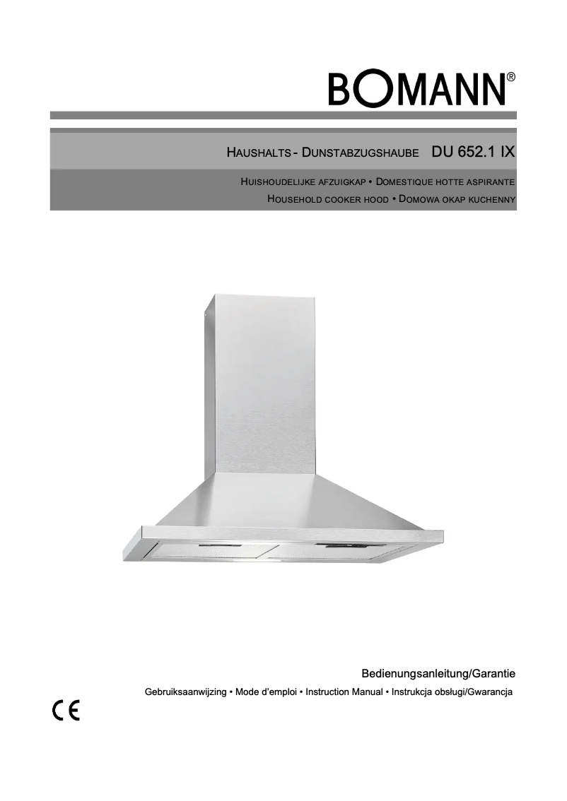 First page image of the manual for DU 652.1 IX